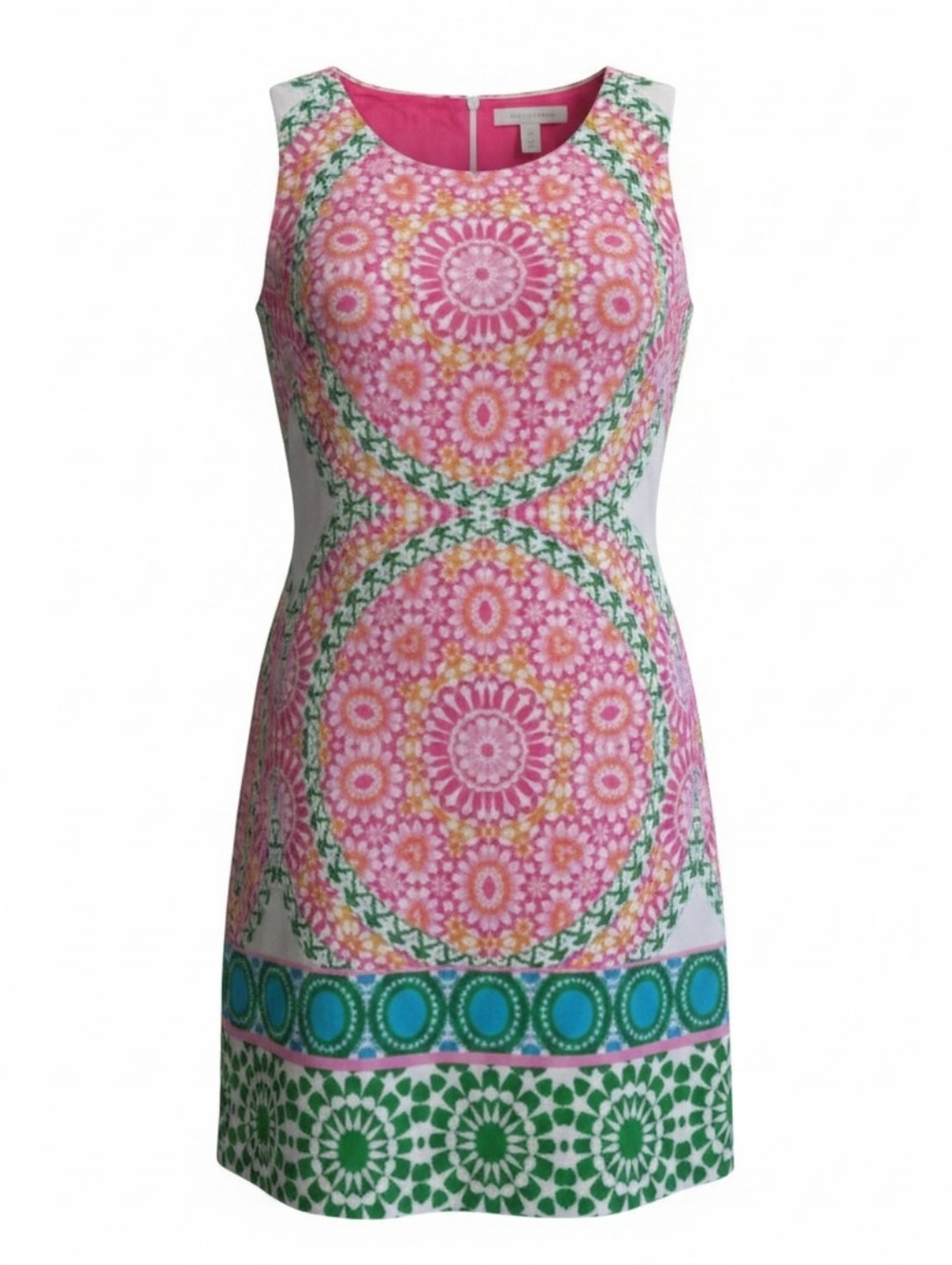 London Times Mandalla Pink, Green, and White Shift Dress Size 12